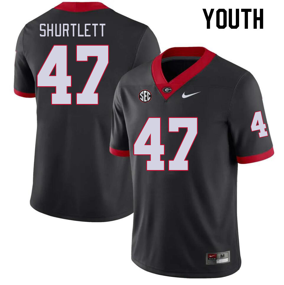 Youth #47 Sam Shurtlett Georgia Bulldogs College Football Jerseys Stitched-Black - Click Image to Close